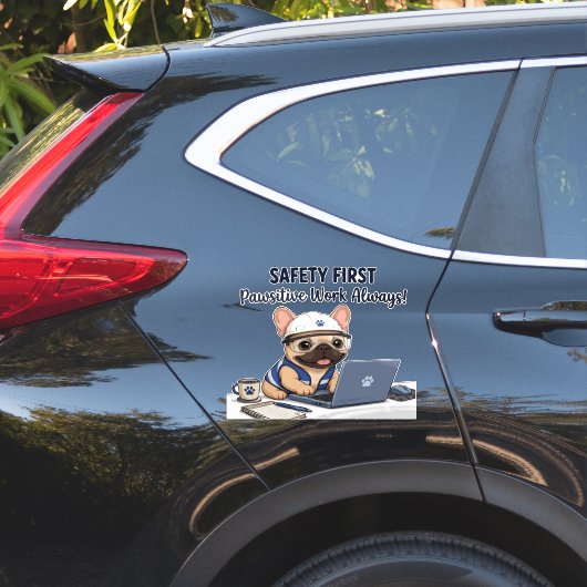 Sticker Ouvrier de la construction Frenchie Sécurité d'abo (Coté voiture)