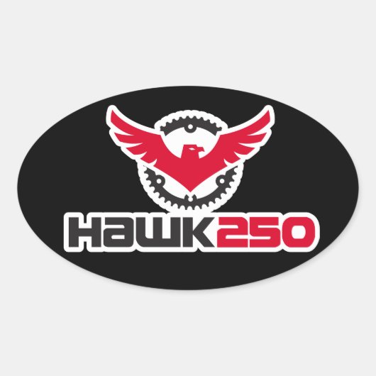 Sticker Oval Arrière - plan noir Hawk 250 (Devant)