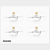 Sticker Oval Mariage simple et moderne Gold Heart (Feuille)