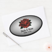 Sticker Oval personnel Mariage gothique Rose rouge (Enveloppe)