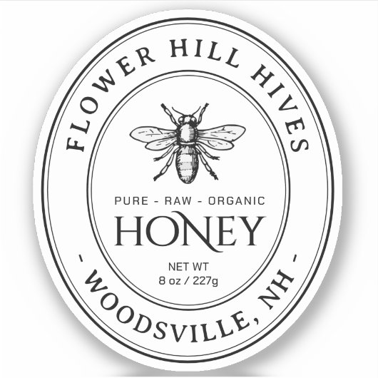 Sticker Oval Queenline Honey Texte noir clair ou blanc (Devant)