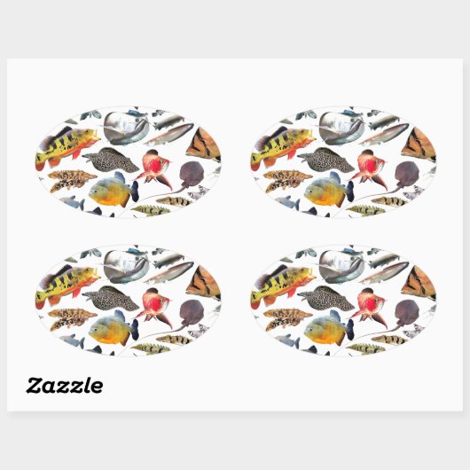 STICKER OVALE 大型熱帯魚 (Feuille)