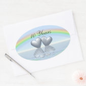 Sticker Ovale 10e anniversaire Tin Hearts (Enveloppe)