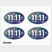 Sticker Ovale 11:11, Fais un voeu (Feuille)