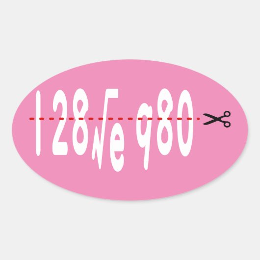 Sticker Ovale 128√e980 - Écriture Blanche (Devant)