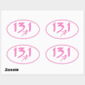 Sticker Ovale 13,1 demi-marathon rose (Feuille)