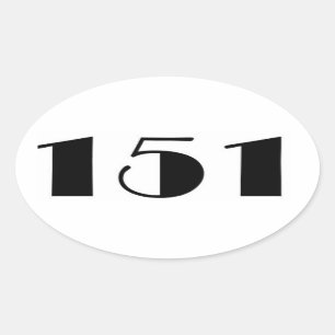Sticker Ovale 151 Numéro au milieu du siècle moderne