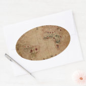 Sticker Ovale 1633 Atantic Ocean Portolan Chart - Pascoal Roiz (Enveloppe)