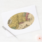 Sticker Ovale 1685 Map - New Belgium, The New World, New England (Enveloppe)