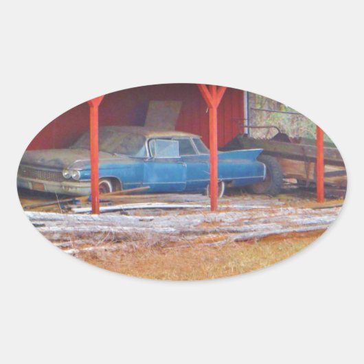 Sticker Ovale 1960 BLUE SADAND DEVILLE Antique voiture (Devant)