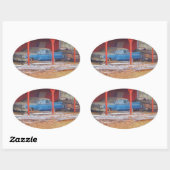 Sticker Ovale 1960 BLUE SADAND DEVILLE Antique voiture (Feuille)