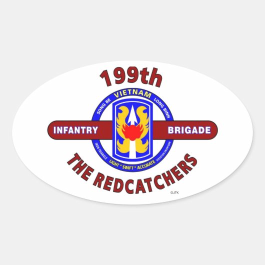 STICKER OVALE 199E BRIGADE D'INFANTERIE "LES REDCATCHERS"VIETNAM (Devant)