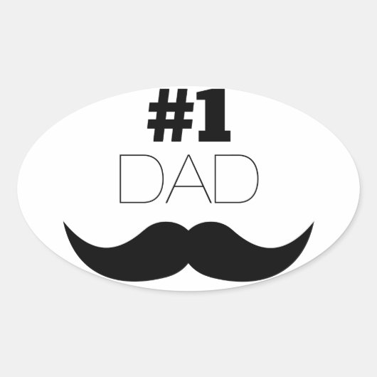 Sticker Ovale #1 Papa Mustache noire - Numéro Un (Devant)