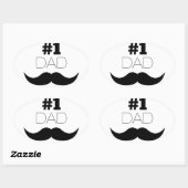 Sticker Ovale #1 Papa Mustache noire - Numéro Un (Feuille)