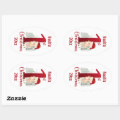 Sticker Ovale 1er Noël mignonne Cerf Père Noël Bébé Garçon (Feuille)