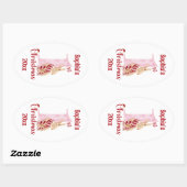 Sticker Ovale 1er Noël mignonne lapin bébé fille numéro un (Feuille)