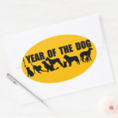Sticker Ovale 2018 Nouvel An chinois de l'autocollant Dog Oval (Enveloppe)