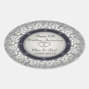Sticker Ovale 25e anniversaire du Mariage d'argent