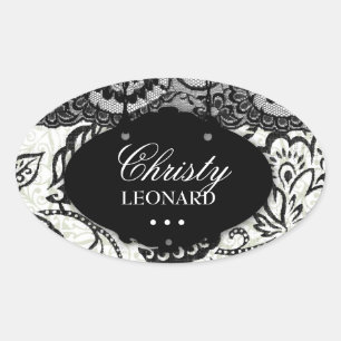Sticker Ovale 311-Chic & Lacy Blanc noir