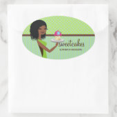 Sticker Ovale 311 Cupcake Cutie Bleu Vert Afro-Américain (Sac)