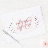 Sticker Ovale 40e anniversaire du Mariage Ruby Hearts Confetti (Enveloppe)