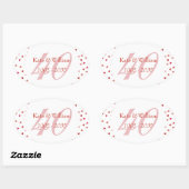 Sticker Ovale 40e anniversaire du Mariage Ruby Hearts Confetti (Feuille)