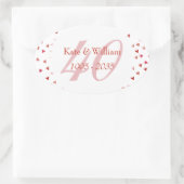 Sticker Ovale 40e anniversaire du Mariage Ruby Hearts Confetti (Sac)