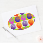 Sticker Ovale 4 couleurs Pop Art Basketball (Enveloppe)