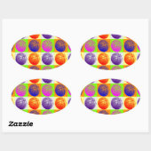 Sticker Ovale 4 couleurs Pop Art Basketball (Feuille)