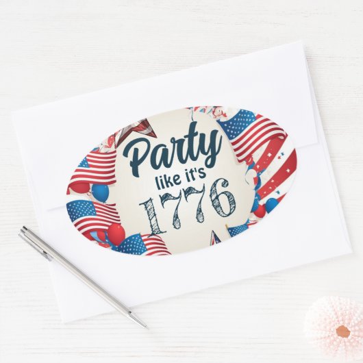 Sticker Ovale 4 juillet (Enveloppe)