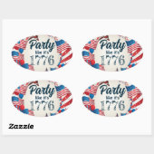 Sticker Ovale 4 juillet (Feuille)