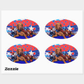 Sticker Ovale 4 juillet - Vizsla - Reagan (Feuille)