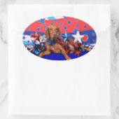 Sticker Ovale 4 juillet - Vizsla - Reagan (Sac)