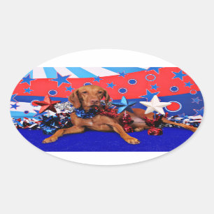 Sticker Ovale 4 juillet - Vizsla - Reagan