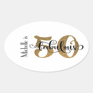 Sticker Ovale 50 et anniversaire fabuleux 3b de typographie de