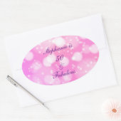 Sticker Ovale 50 Et Fabuleux Anniversaire Rose Rose Purple Glitt (Enveloppe)