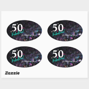 Sticker Ovale 50 Fabulous Years, parties scintillant coloré arri