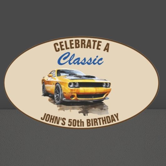 Sticker Ovale 50e Anniversaire Classic Yellow Muscle Car