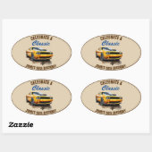 Sticker Ovale 50e Anniversaire Classic Yellow Muscle Car (Feuille)