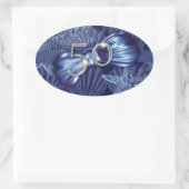 Sticker Ovale 50e anniversaire fête de plage célébration (Sac)