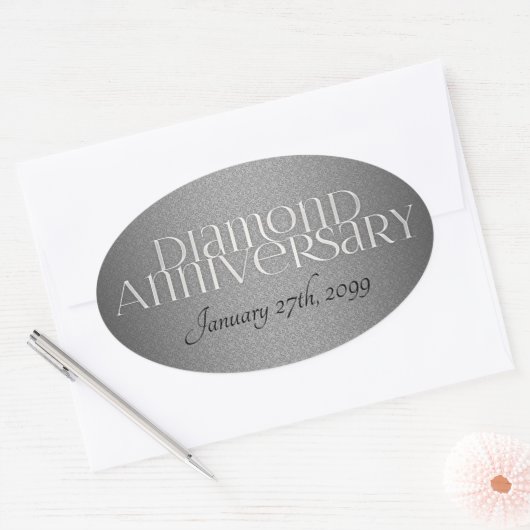Sticker Ovale 60e anniversaire de Mariage diamant (Enveloppe)