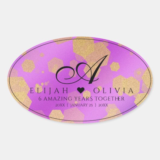 Sticker Ovale 6e 33e 47e 48e anniversaire du Mariage Améthyste (Devant)