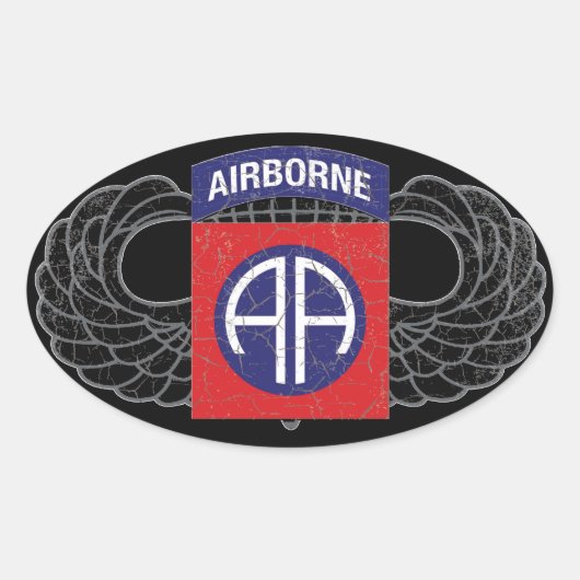 Sticker Ovale 82e division aéroportée "All American" - RUSTIC (Devant)