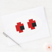 Sticker Ovale 8 bits Éffrayants yeux rouges (Enveloppe)