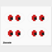 Sticker Ovale 8 bits Éffrayants yeux rouges (Feuille)