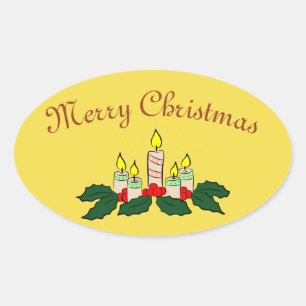 Sticker ovale à bougie de Noël Joyeux