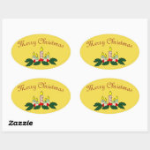 Sticker ovale à bougie de Noël Joyeux (Feuille)