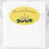 Sticker ovale à bougie de Noël Joyeux (Sac)