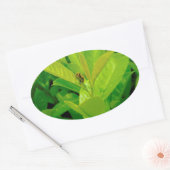 Sticker Ovale Abeille affectueuse verte (Enveloppe)