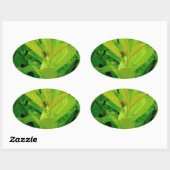 Sticker Ovale Abeille affectueuse verte (Feuille)